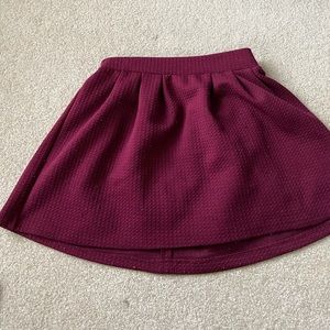 Maroon shirt stretchy skirt